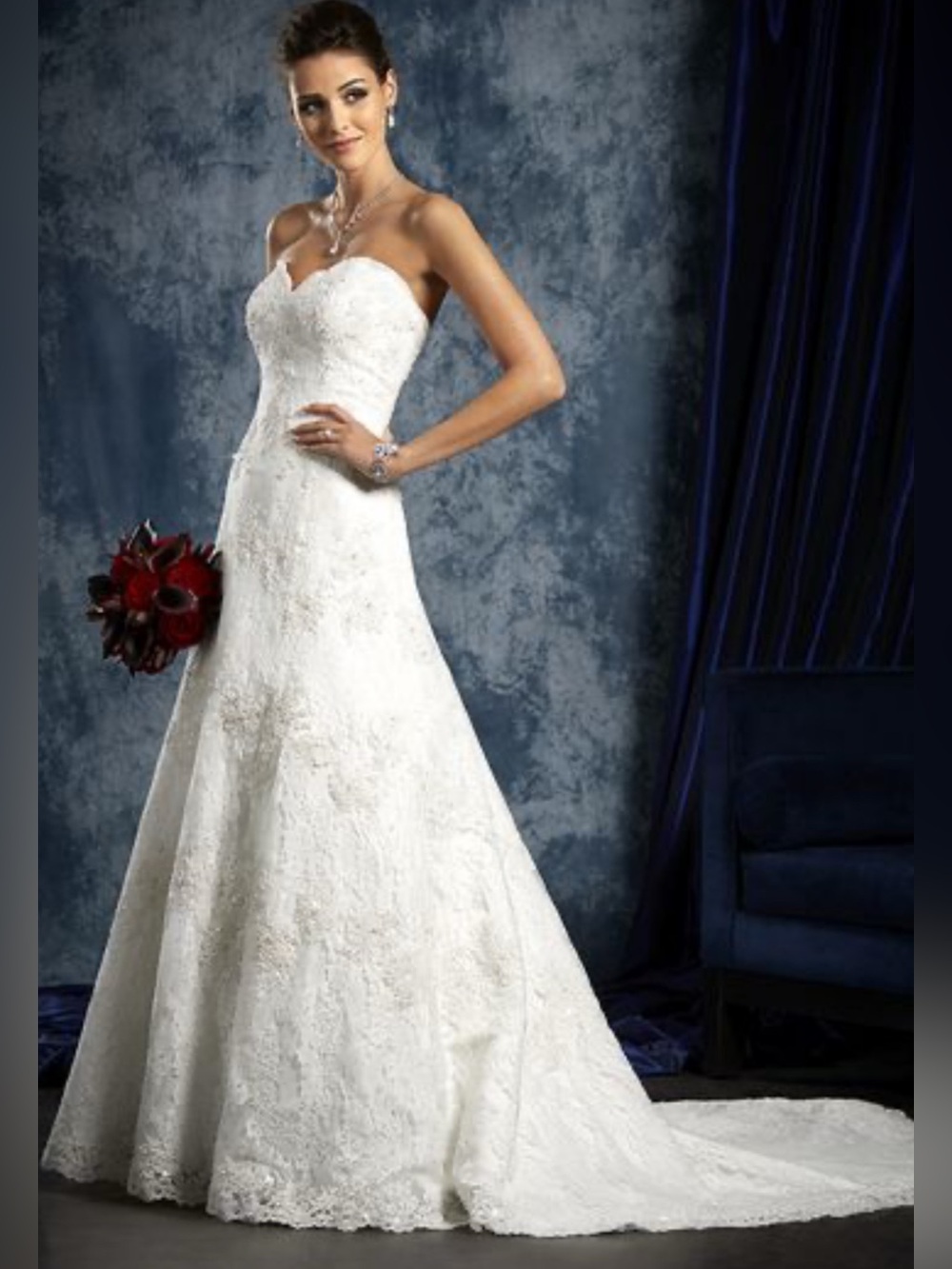 Alfred Angelo Style 801 Strapless Lace A-Line Wedding Gown (Read Description)
